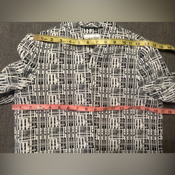 Calvin Klein Sz 2P Blazer Open Jacket Black White Jacquard Textured Stretch - Picture 10 of 11